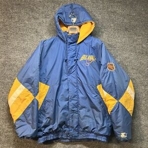 Vintage Starter St Louis Blues Hooded Puffer Jacket Men's Size XL NHL Hockey 90s